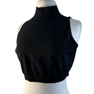 Open Edit Black Sleeveless Mockneck Pullover Stretch Cropped Top Sz Large NEW